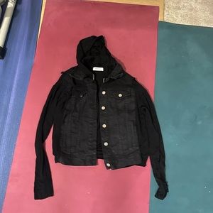 Bailey 44 Black Jean Jacket with hoodie Size M Medium